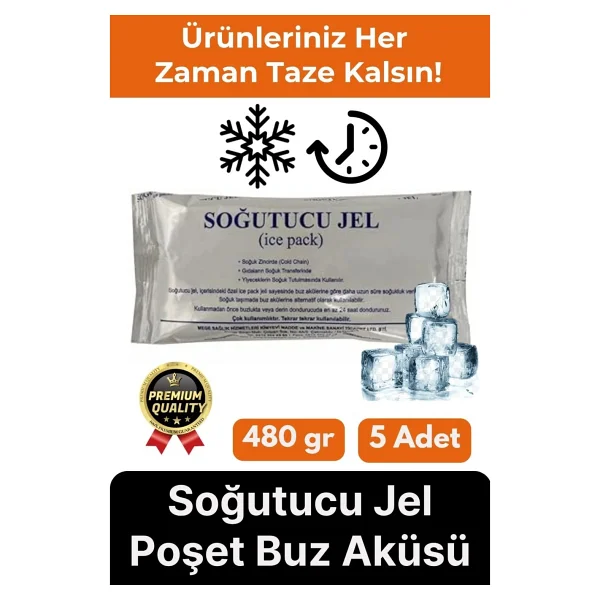 Premium Güvenli Dayanıklı Malzeme Yolculuk Seyahat Yiyecek Soğutucu Jel Poşet Buz Aküsü 480gr 5 Adet - Görsel 6