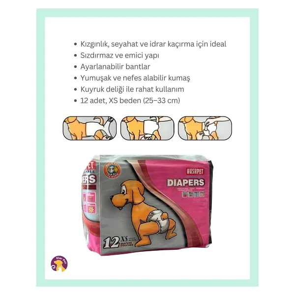 Hushpet Ultra Emici Köpek Külot Çiş Pedi XS Beden 12'li - Görsel 2