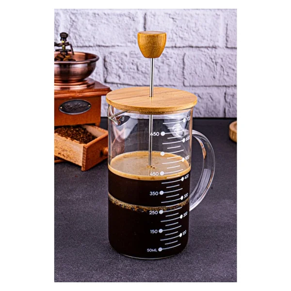 Bambum Leonardo French Press Bambu Kapaklı Zarif Cam Yapısı 700 ml Kahve ve Çay İçin - Görsel 6