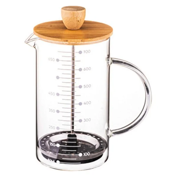 Bambum Leonardo French Press Bambu Kapaklı Zarif Cam Yapısı 700 ml Kahve ve Çay İçin - Görsel 8
