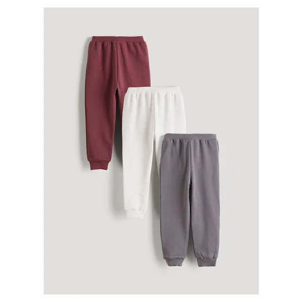 Lc Waikiki Yeni Sezon Beli Lastikli Basic Erkek Bebek Jogger Eşofman Altı 3'lü - 3 - 6 Ay - Bordo - Görsel 6