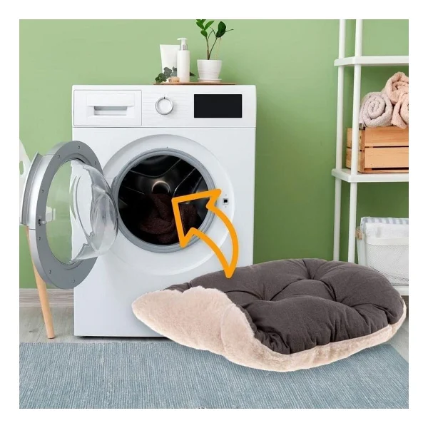 Ferplast Relax 55 Peluş Kedi Ve Mini Irk Köpek Yatağı - Marrone Bej (55cm X 36cm) - Görsel 3