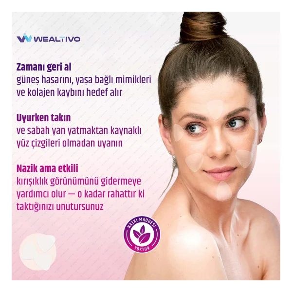Wealtivo Yüz Bandı (144 Adet) Şeffaf Kırışıklık Karşıtı Yüz Germe Ve Anında Kaldırma Bantları - Premium Wrinkle Patch Seti - Görsel 3