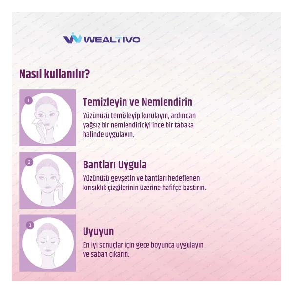Wealtivo Yüz Bandı (144 Adet) Şeffaf Kırışıklık Karşıtı Yüz Germe Ve Anında Kaldırma Bantları - Premium Wrinkle Patch Seti - Görsel 5