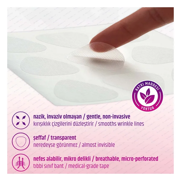 Wealtivo Yüz Bandı (144 Adet) Şeffaf Kırışıklık Karşıtı Yüz Germe Ve Anında Kaldırma Bantları - Premium Wrinkle Patch Seti - Görsel 7