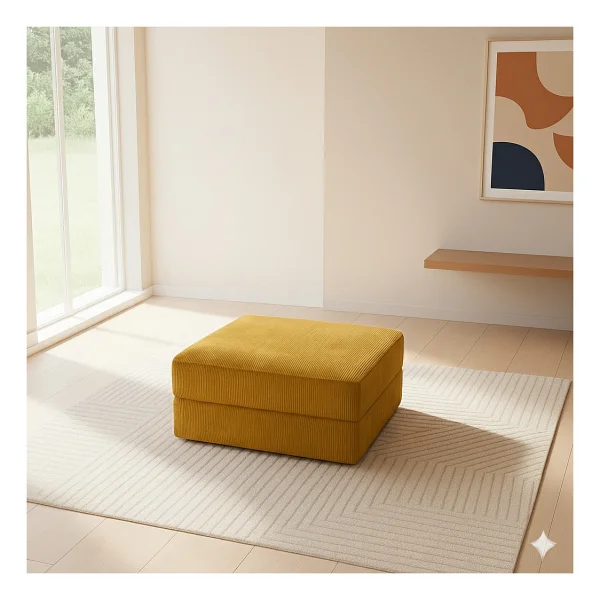 Monamı Dechome Yeny Fitilli Kadife Köşe Koltuk 160x160 Köşe Takımı Modüler Köşe Takımı Yataklı L Koltuk Fitilli Kadife - Hardal - Görsel 4