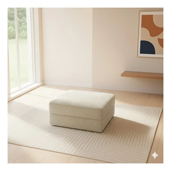 Monamı Dechome Yeny Fitilli Kadife Köşe Koltuk 160x160 Köşe Takımı Modüler Köşe Takımı Yataklı L Koltuk Fitilli Kadife - Krem - Görsel 4
