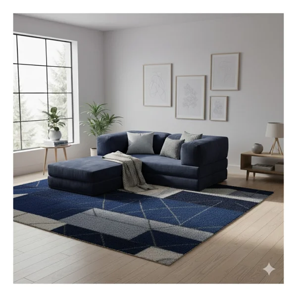 Monamı Dechome Yeny Fitilli Kadife Köşe Koltuk 160x160 Köşe Takımı Modüler Köşe Takımı Yataklı L Koltuk Fitilli Kadife - Lacivert - Görsel 2