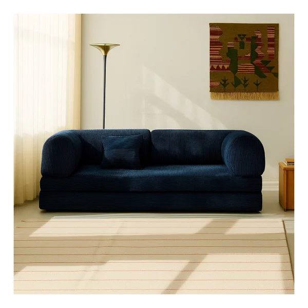 Monamı Dechome Yeny Fitilli Kadife Köşe Koltuk 160x160 Köşe Takımı Modüler Köşe Takımı Yataklı L Koltuk Fitilli Kadife - Lacivert - Görsel 5