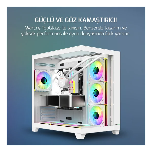Gamepower Warcry Topglass 750w 4xargb Temperli Cam Atx Beyaz Gaming (Oyuncu) Kasa - Görsel 2
