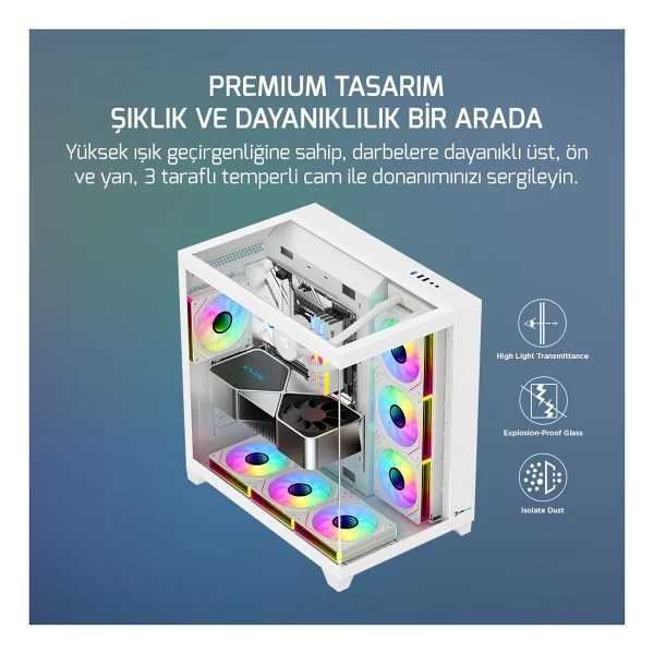 Gamepower Warcry Topglass 750w 4xargb Temperli Cam Atx Beyaz Gaming (Oyuncu) Kasa - Görsel 3