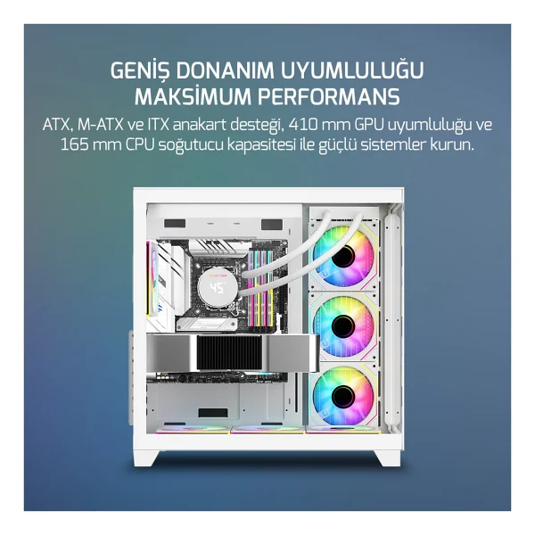 Gamepower Warcry Topglass 750w 4xargb Temperli Cam Atx Beyaz Gaming (Oyuncu) Kasa - Görsel 4
