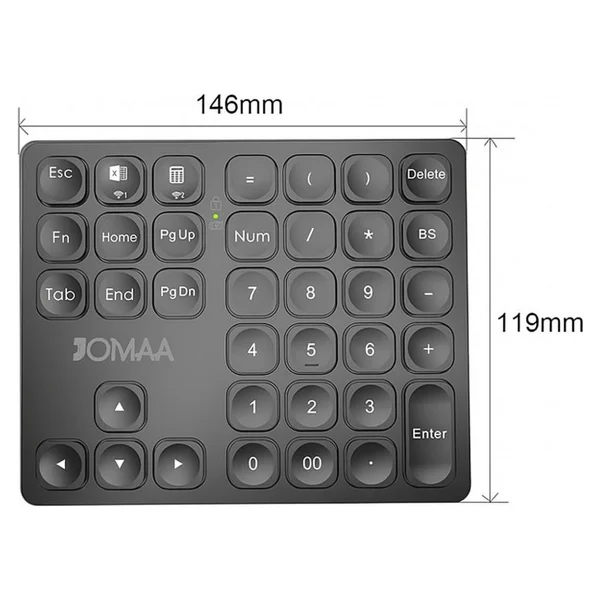 Zilvana Bluetooth Bağlantılı Sayısal Numpad - Siyah/Gümüş - Tip-C Girişli Mini Klavye - Görsel 4