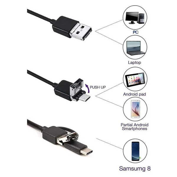Skygo Endoskop 3 In 1 Yılan Kamera USB Micro USB Type-C Uyumlu 20m - Görsel 2
