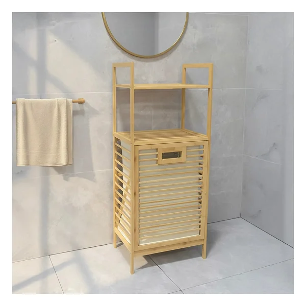 Digithome Bambu ECO-LITE BASIC Kirli Sepetli 2 Raflı Banyo Düzenleyici Çamaşır Sepeti DB-0031 - Görsel 7