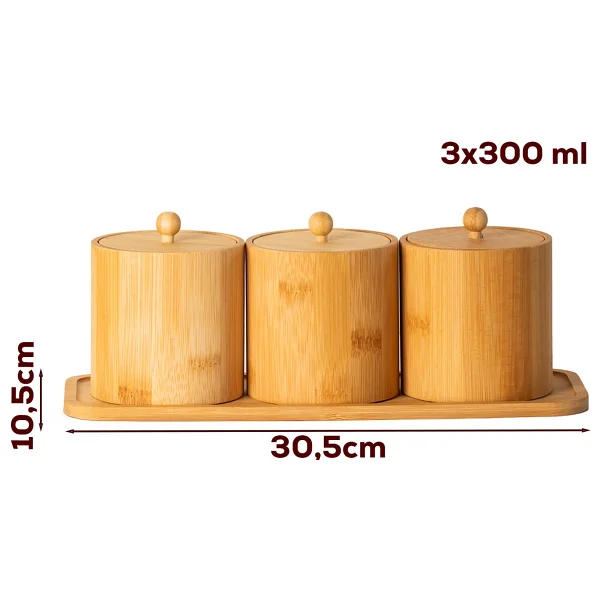 Porsima Pbt-604 Bambu Çok Amaçlı Standlı Saklama Kabı Organizer 4 Parça Baharat Seti Bambu - Görsel 5