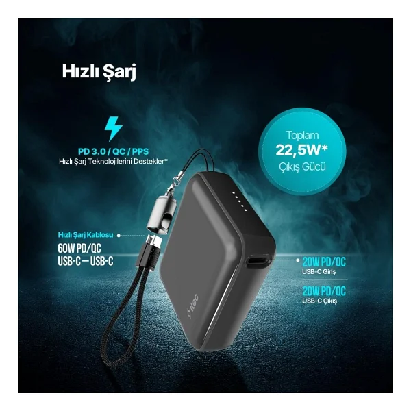 Ttec Recharger Mini 2bb265ug 10000 mAh Hızlı Şarj Powerbank - Görsel 3