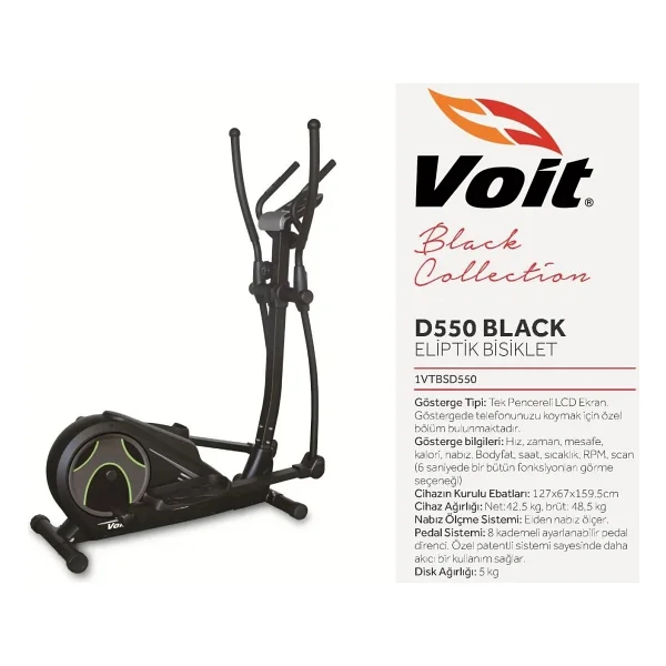 Voit D550 Black Manyetik Eliptik Bisiklet - Görsel 2