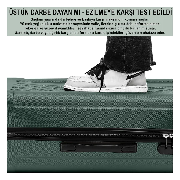 Anthony Jackson Ultra Hafif Abs Valiz Trıon - 3'lü Set - Koyu Haki - Görsel 4