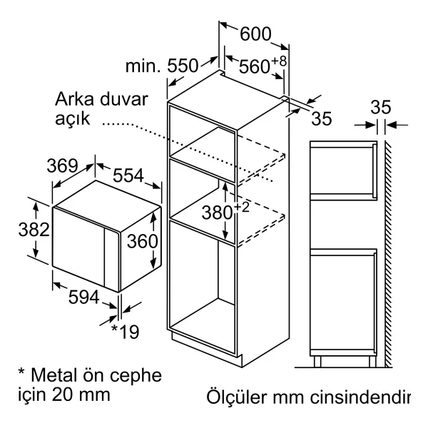 Bosch Bel554mg2 25 Lt Ankastre Mikrodalga Fırın - Görsel 5