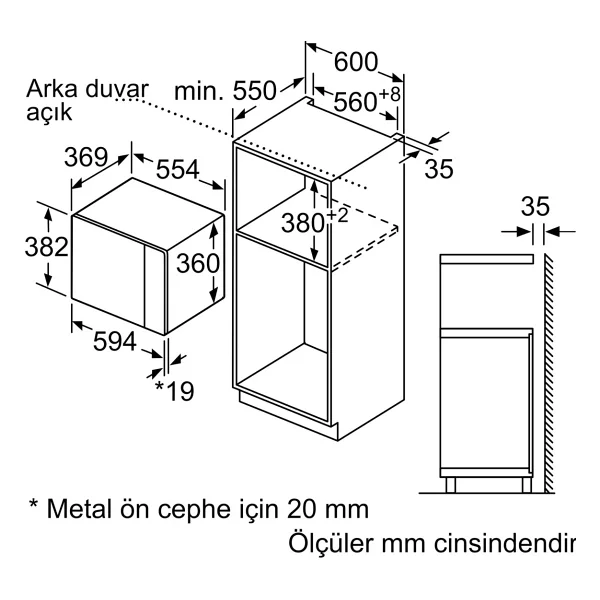 Bosch Bel554mg2 25 Lt Ankastre Mikrodalga Fırın - Görsel 6
