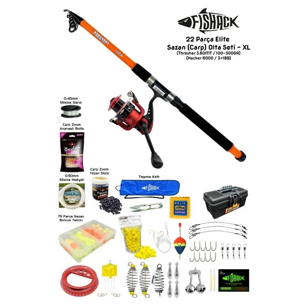 Fishack 23 Parça Elite Sazan Carp Olta Seti XL - 3.60mt / 100-300gr - Görsel 3
