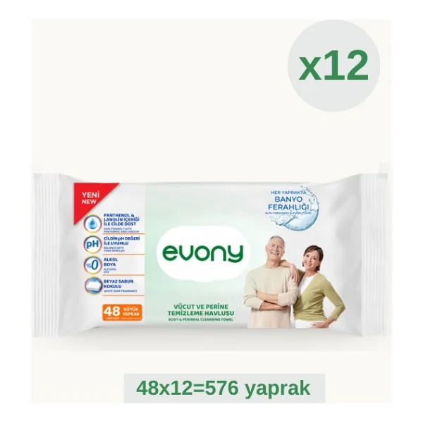 Evony Banyo Ferahlığı 48'li 12 Adet Vücut Temizleme Havlusu - Görsel 2