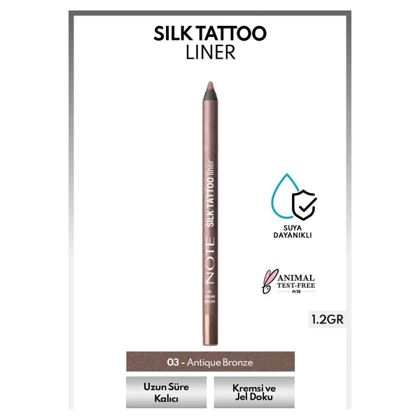 Note Silk Tattoo Liner Waterproof 03 Antique Bronze Jel Göz Kalemi - Görsel 8