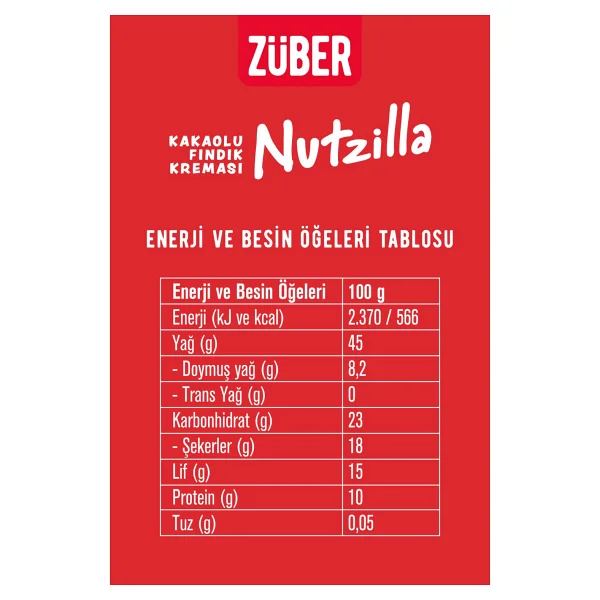 Züber Nutzilla Kakaolu Fındık Kreması 315 Gr - Görsel 3