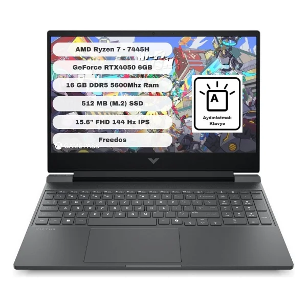 Hp Victus 15-Fb3038nt Bx9u9ea Ryzen 7 7445h 16 GB 512 GB SSD Rtx4050 15.6" Full HD Gaming Laptop - Görsel 8