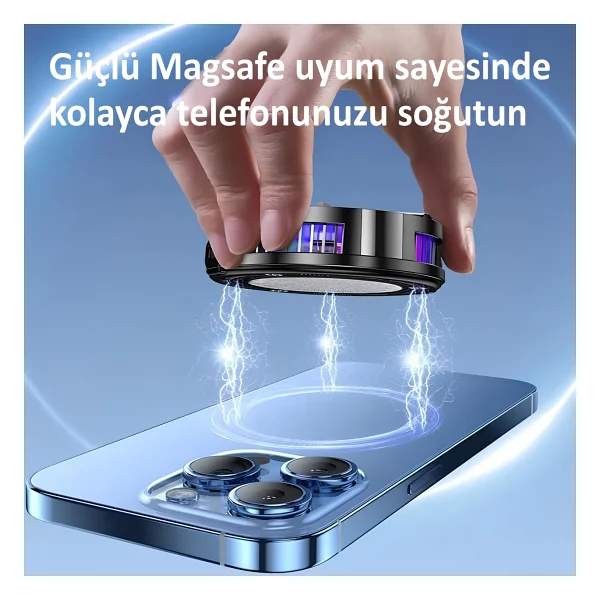 Mtl Manyetik Fanlı Telefon Soğutucu Magsafe Uyumlu, Rgb'li, Yapay Zeka Soğutma - Görsel 3