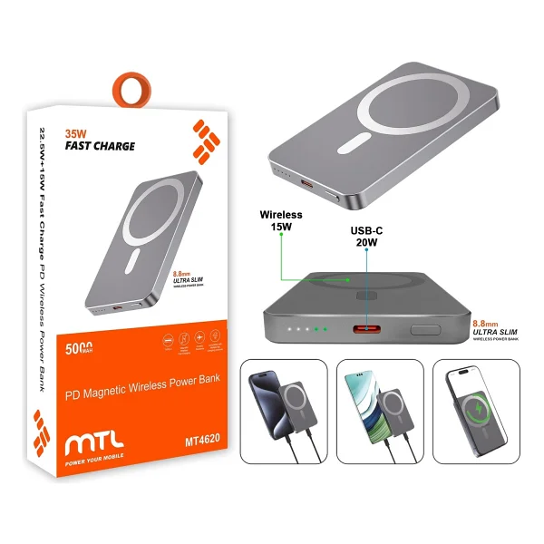 Mtl Mt4620 5000 mAh Hızlı Şarj Magsafe Powerbank - Görsel 6
