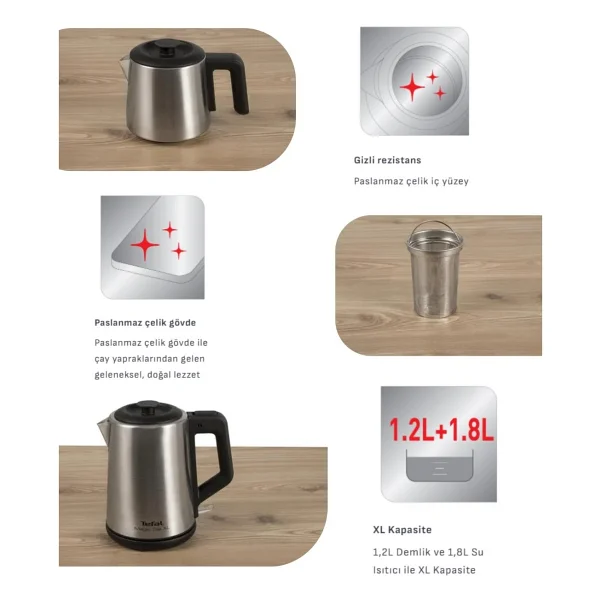Tefal XL Kapasite Inox Paslanmaz Çelik Gövdeli 1650 Watt Çay Makinesi + Mutfak Tartısı Hediyeli - Görsel 2