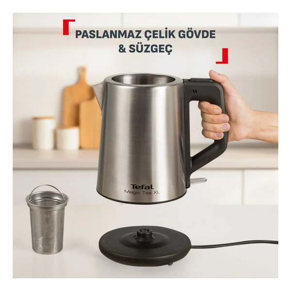 Tefal XL Kapasite Inox Paslanmaz Çelik Gövdeli 1650 Watt Çay Makinesi + Mutfak Tartısı Hediyeli - Görsel 5