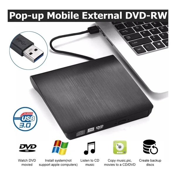 Pop-Up USB 3.0 Harici DVD-Rw Optik Sürücü Beyaz - Görsel 5
