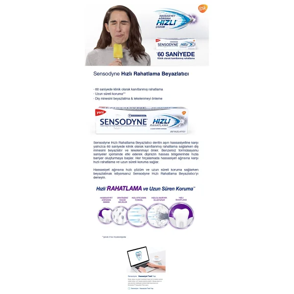 Sensodyne Hızlı Rahatlama Beyazlatıcı 75 Ml Florürlü Diş Macunu - Görsel 7