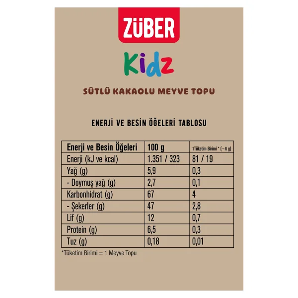 Züber Kidz Sütlü Kakaolu Meyve Topu 42gr X 12 Adet - 1 Adet - Görsel 2