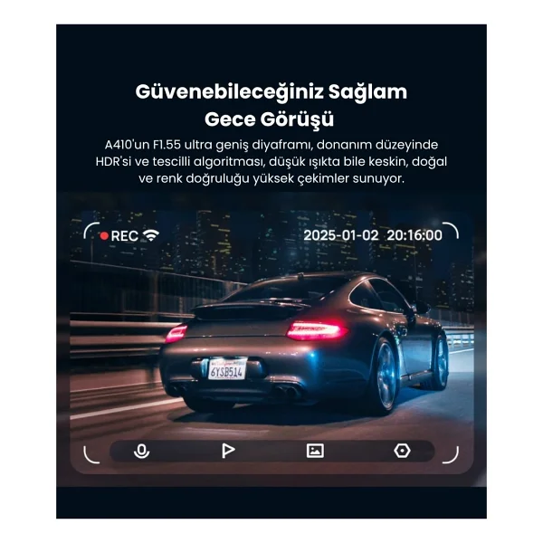70mai A410 Full HD Ön Ve Arka Araç Kamerası Seti - Görsel 4