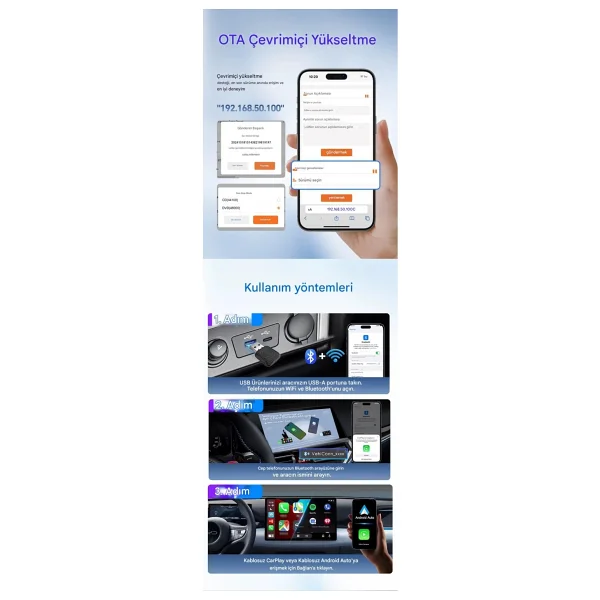 Carlinkit Mini Ultra 3 Kablosuz Carplay Adaptör - Görsel 8