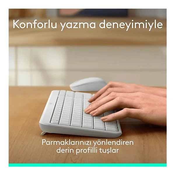 Logitech Mk250 920-013529 Beyaz Kablosuz Klavye Mouse Seti - Görsel 4