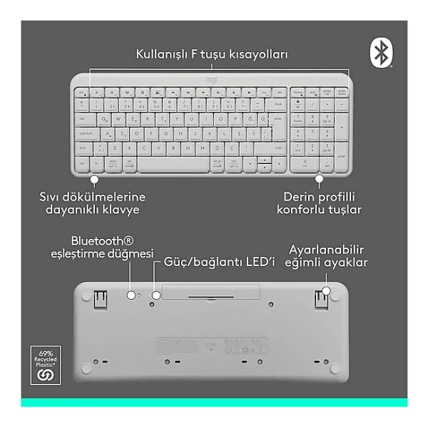 Logitech Mk250 920-013529 Beyaz Kablosuz Klavye Mouse Seti - Görsel 7