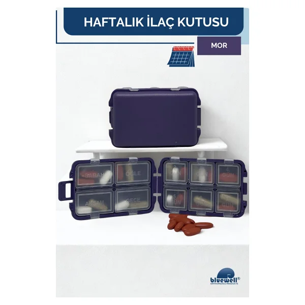 Haftalık Taşınabilir Ilaç Saklama Kutusu 10 Bölmeli Taşınabilir 7 Günlük Seyahat Hap Vitamin Saklama Düzenleyici Kitlenir Kapak Organizer - Mavi - Görsel 5