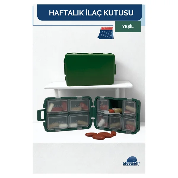 Haftalık Taşınabilir Ilaç Saklama Kutusu 10 Bölmeli Taşınabilir 7 Günlük Seyahat Hap Vitamin Saklama Düzenleyici Kitlenir Kapak Organizer - Mavi - Görsel 4