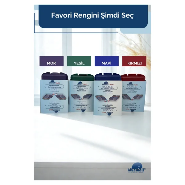 Haftalık Taşınabilir Ilaç Saklama Kutusu 10 Bölmeli Taşınabilir 7 Günlük Seyahat Hap Vitamin Saklama Düzenleyici Kitlenir Kapak Organizer - Mavi - Görsel 3