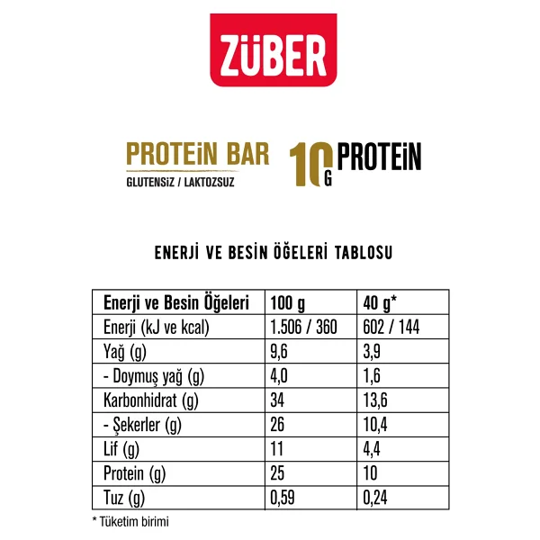 Züber Bademli Protein Bar 40gr X 12 Adet - 35 gr - Görsel 9
