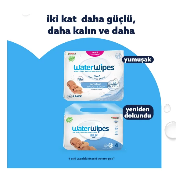 Waterwipes Sensitive Yenidoğan 60 Yaprak 4'lü Paket Islak Mendil - Görsel 4