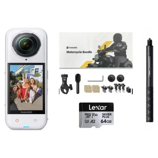 Insta360 X5 Beyaz Aksiyon Kamerası - Motosiklet Kiti - Görsel 5