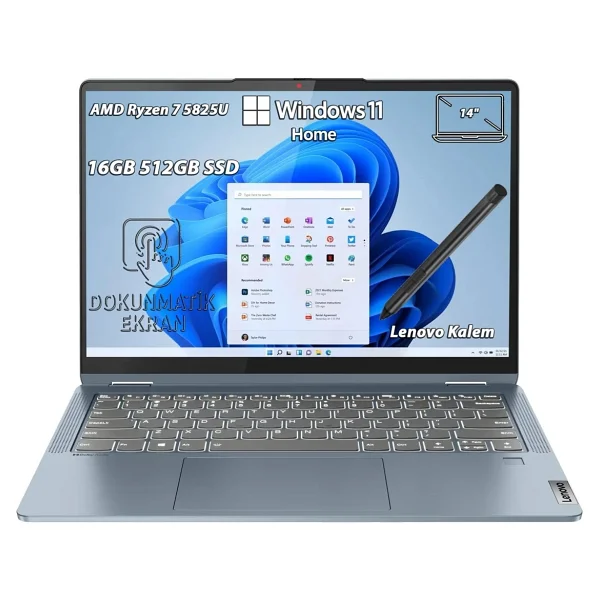 Lenovo Ideapad Flex 5 14abr8 82xx00fktx Ryzen 7 5825u 16 GB 512 GB SSD Radeon Graphics 14" Wuxga İkisi Bir Arada Notebook - Görsel 6