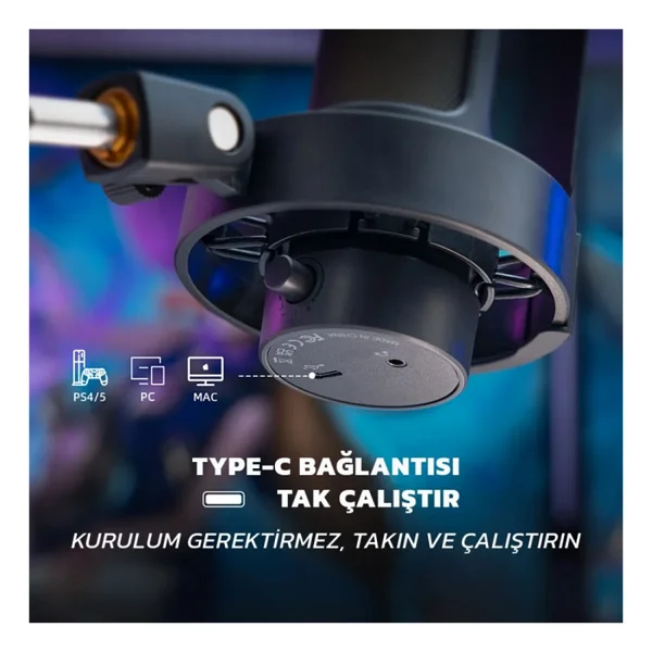 Fifine Ampligame A8t RGB USB Yayıncı Mikrofonu - Görsel 3
