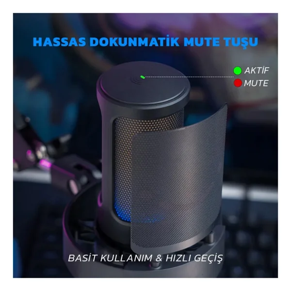 Fifine Ampligame A8t RGB USB Yayıncı Mikrofonu - Görsel 6